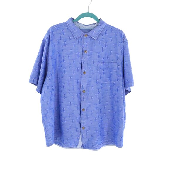 Tommy Bahama CoolMax Shirt Mens 3XL Blue Resort Costal Tropical Cruise Aloha - Picture 1 of 14